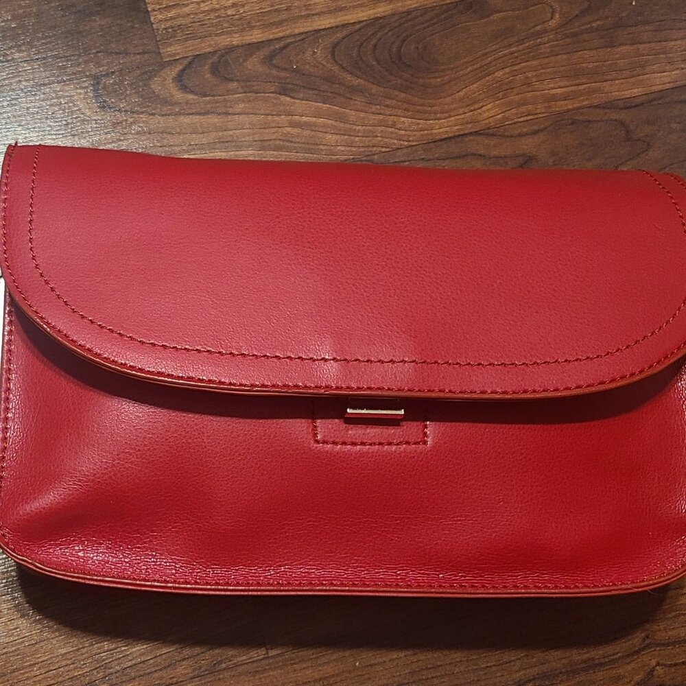 Sole Society Red Leather Clutch Wristlet Bag